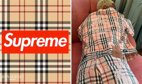 drop supreme burberry|supreme x Burberry pajamas.